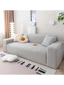 House of Quirk - Grey Triple Sofa Cover Premium Jacquard Fabric Soft Stretchable Couch