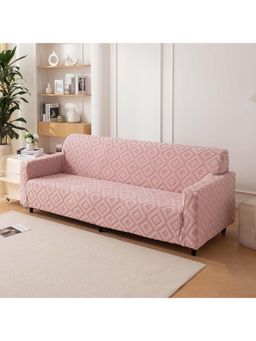 House of Quirk - Pink Triple Sofa Cover Premium Jacquard Fabric Soft Stretchable Couch