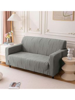 House of Quirk - Charcoal Triple Sofa Cover Premium Jacquard Fabric Soft Stretchable Couch