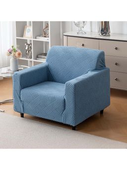 House of Quirk - Blue Triple Sofa Cover Premium Jacquard Fabric Soft Stretchable Couch
