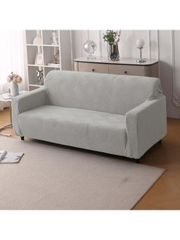 House of Quirk - Grey Triple Sofa Cover Premium Jacquard Fabric Soft Stretchable Couch