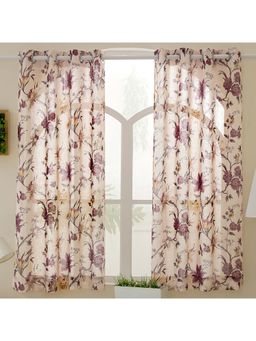 Story@Home - 152 Cm (5 Ft) Window Polyester Transparent Floral Curtains (Pack Of 2)
