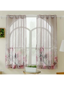 Story@Home - 152 Cm (5 Ft) Window Polyester Transparent Floral Curtains (Pack Of 2)