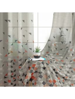 Story@Home - 152 Cm (5 Ft) Window Polyester Transparent Geometric Curtains (Pack Of 2)