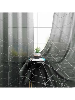 Story@Home - 152 Cm (5 Ft) Window Polyester Transparent Geometric Curtains (Pack Of 2)