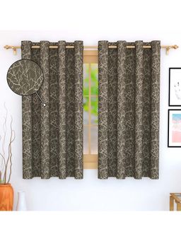 Story@Home - 152 Cm (5 Ft) Window Jacquard Room Darkening Abstract Curtains (Pack Of 2)