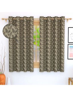 Story@Home - 152 Cm (5 Ft) Window Jacquard Room Darkening Nature Curtains (Pack Of 2)