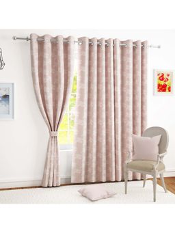 Story@Home - 152 Cm (5 Ft) Window Jacquard Room Darkening Floral Curtains (Pack Of 2)