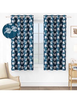 Story@Home - 152 Cm (5 Ft) Window Jacquard Room Darkening Floral Curtains (Pack Of 2)