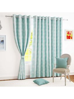 Story@Home - 152 Cm (5 Ft) Window Jacquard Room Darkening Floral Curtains (Pack Of 2)