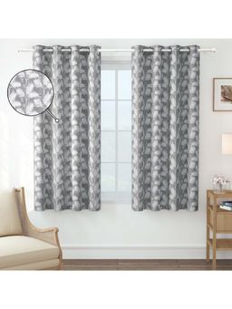 Story@Home - 152 Cm (5 Ft) Window Jacquard Room Darkening Floral Curtains (Pack Of 2)