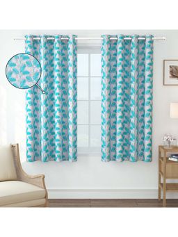 Story@Home - 152 Cm (5 Ft) Window Jacquard Room Darkening Floral Curtains (Pack Of 2)