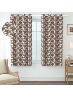 Story@Home - 152 Cm (5 Ft) Window Jacquard Room Darkening Floral Curtains (Pack Of 2)