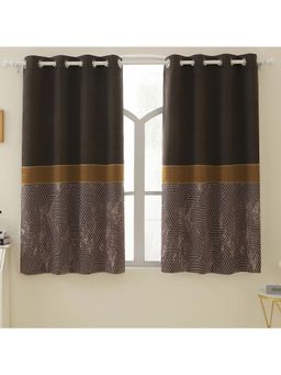 Story@Home - 152 Cm (5 Ft) Window Polyester Blackout Geometric Curtains (Pack Of 2)