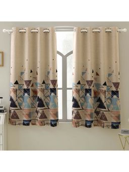 Story@Home - 152 Cm (5 Ft) Window Polyester Blackout Geometric Curtains (Pack Of 2)