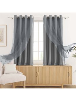 Story@Home - 152 Cm (5 Ft) Window Polyester, Silk Blackout Solid Curtains (Pack Of 2)