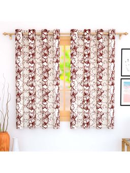 Story@Home - 152 Cm (5 Ft) Window Jacquard Room Darkening Single Floral Printed Curtain