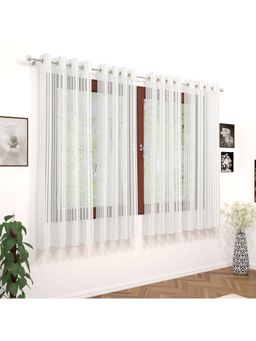 Story@Home - (5 Ft) Window Tissue Semi Transparent Geometric Curtain (Pack Of 4) (Cool White)