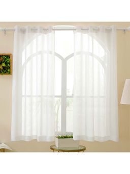 Story@Home - 152 Cm (5 Ft) Window Polyester Semi Transparent Solid Curtains (Pack Of 2)