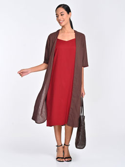 Saltpetre - Women Organic Cotton Coffee Open Front Long Shrug