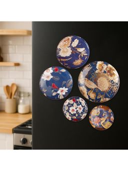 Ritualistic - Blue Oriental Blooms Art Fridge Magnets (Pack of 5)