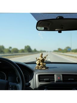 Ritualistic - Gold Brass Saraswati Car Dashboard Idol