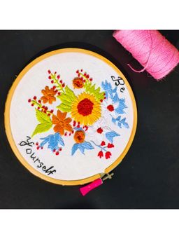 TheYUGO - White Be Yourself Hand Embroidered Decorative Wall Plate