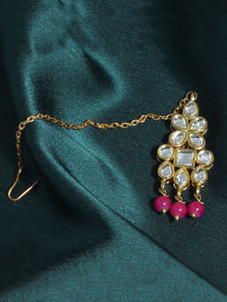 Karatcart - Traditional Gold Plated White Kundan Maang Tikka