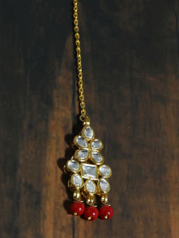Karatcart - Traditional Gold Plated White Kundan Maang Tikka