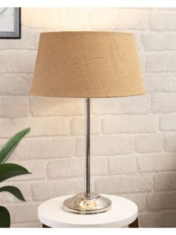 Homesake - Chrome 13" Metal Table Lamp Jute Shade