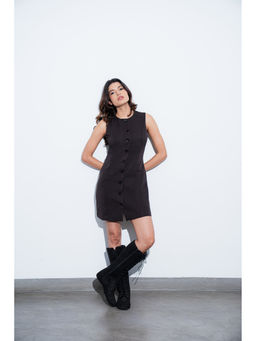COLOR CAPITAL - Brown Poly/Spandex Tailored Dress