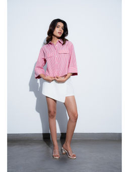 COLOR CAPITAL - Red Boxy Striped Shirt