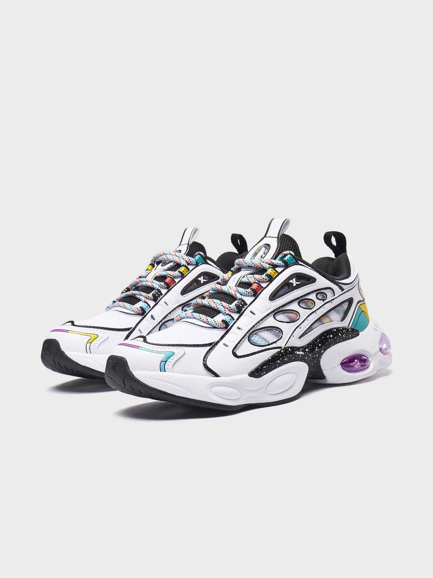 multi colored sneakers