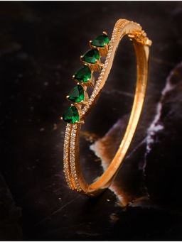 Saraf RS Jewellery - Gold plated Green American Diamond Handcrafted Bracelet (Onesize)