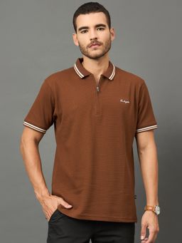 Club York - Men Brown Polo neck T-Shirt