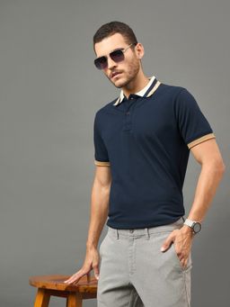 Club York - Men Navy Polo neck T-Shirt