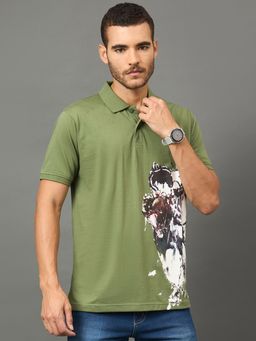 Club York - Men Olive Polo neck T-Shirt
