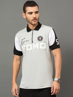 Club York - Men Grey Polo neck T-Shirt