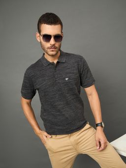 Club York - Men Black Polo neck T-Shirt