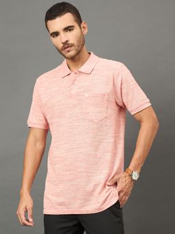 Club York - Men Peach Polo neck T-Shirt