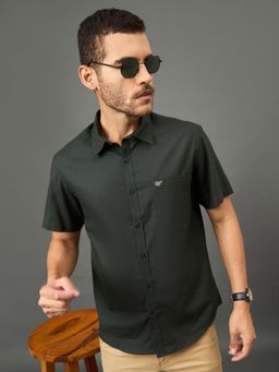 Club York - Men Dark Green collar neck Shirt