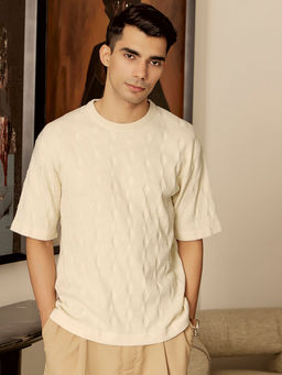 Andamen - Men Structure Cotton Relaxed Fit Crew Neck-S-RX