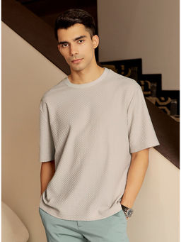 Andamen - Men Structure Cotton Blend Relaxed Fit Crew Neck-S-RX