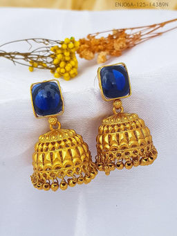 GRIIHAM - Blue Stone Gold Plated Ad Earring