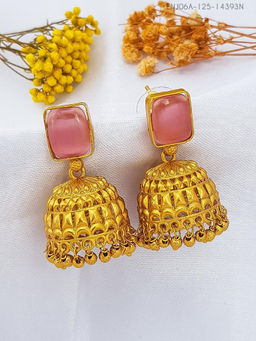 GRIIHAM - Pink Stone Gold Plated Ad Earring