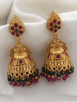 GRIIHAM - Pink Stone Gold Plated Classic Ad Earring