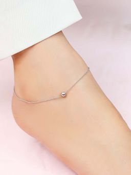 Zavya - Minimalist Rhodium Plated 925 Sterling Silver Adjustable Link Chain Anklet