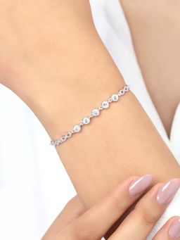 Zavya - Infinity Cz 925 Sterling Silver Rhodium Plated Link Bracelet