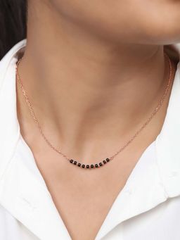 Zavya - Black Onyx Rose Gold Plated 925 Sterling Silver Mangalsutra