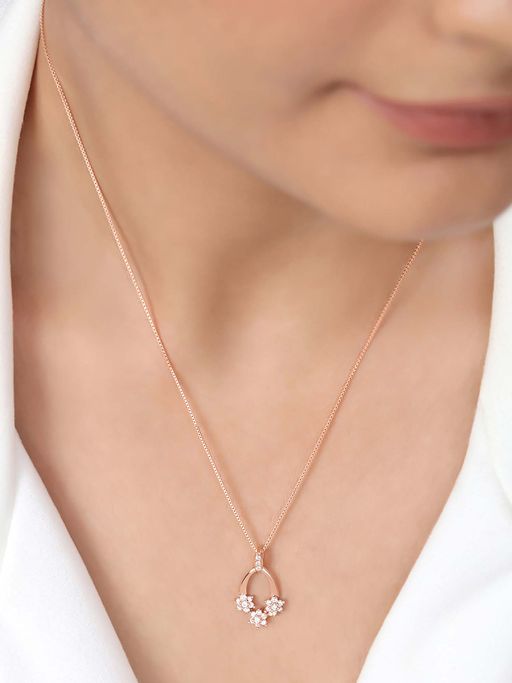 Zavya Filigree Floral Rose Gold Plated 925 Sterling Silver Pendant